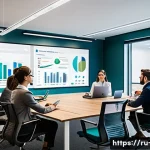 Home 20 프로젝트 매니저를 위한 경력 상담 사례 - A modern office scene showing a diverse project management team collaborating around a large table w...